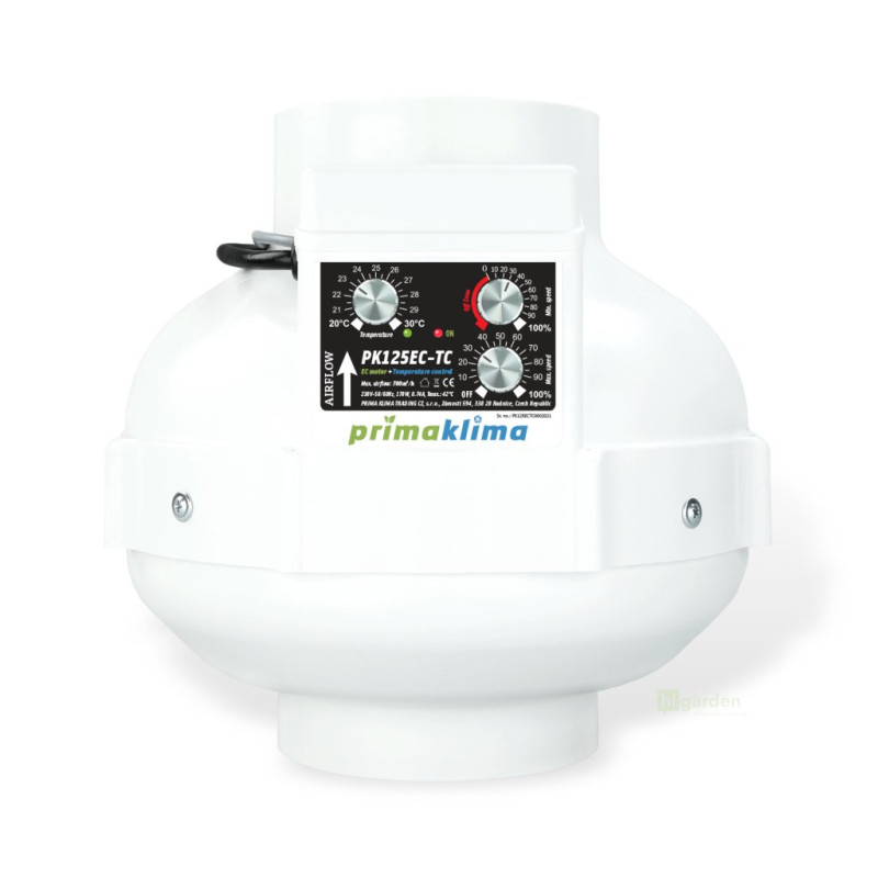 Ventilátor PRIMA KLIMA 680 m3/h, 125 mm, EC motor s tepelnou regulací (PK125EC-TC)