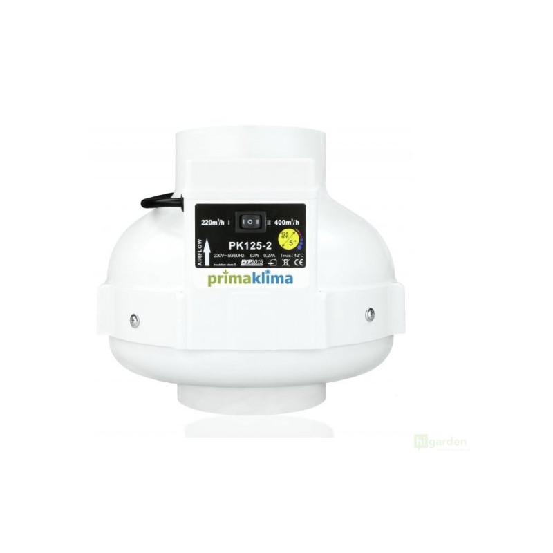 Ventilátor PRIMA KLIMA 220/400 m3/h, 125 mm, 2-rychlosti (PK125-2)