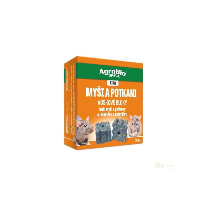 AgroBio ATAK Myši a potkani - voskové bloky 300g