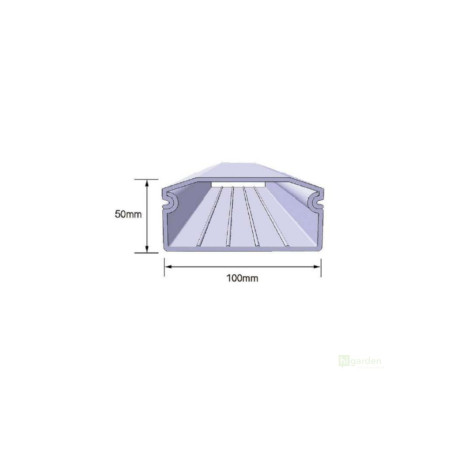 Urban Hydro NFT kanál 100x50 mm - bez díry, 1 vrstva, bílý uvnitř, 290 cm