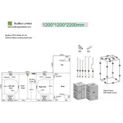 BudBox PRO XL-HL 120x120x220cm - stříbrný