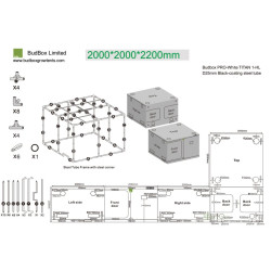 BudBox PRO Titan I-HL 200x200x220cm - stříbrný