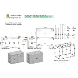 BudBox PRO XXL+ 150x300x200cm - stříbrný