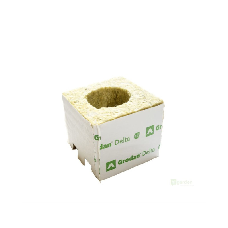 Grodan Delta NG2.0 75x75x65 mm, pěstební kostka s velkou dírou 42x40 mm