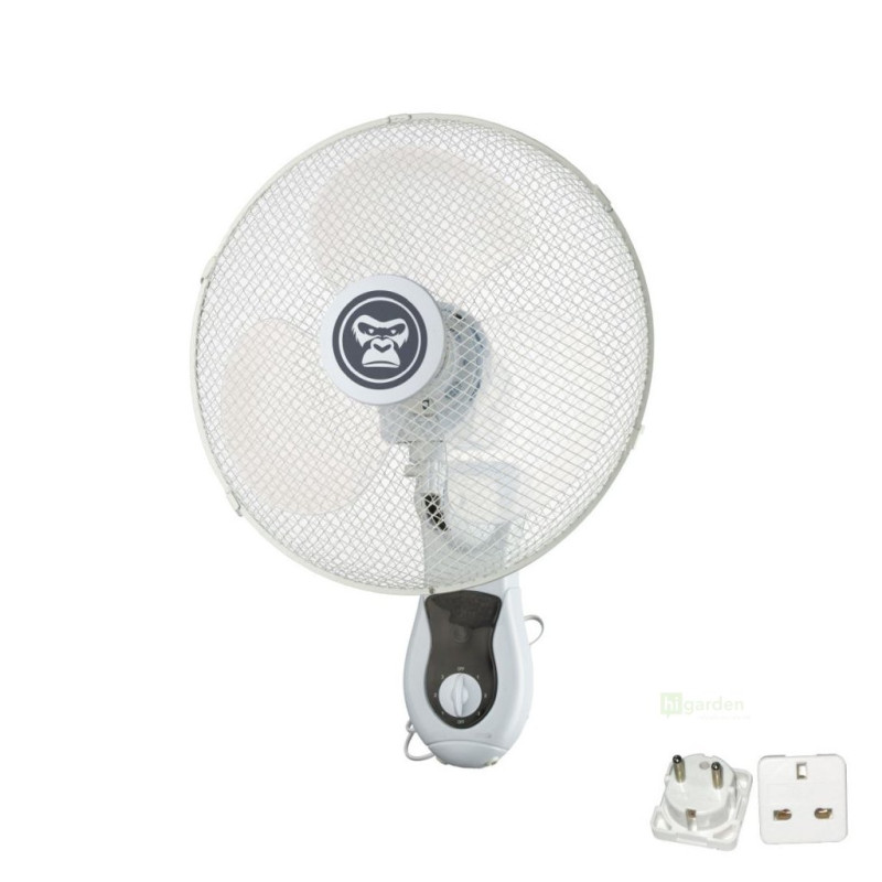 Gorilla Oscillating Wall Fan, třírychlostní nástěnný ventilátor 40 cm