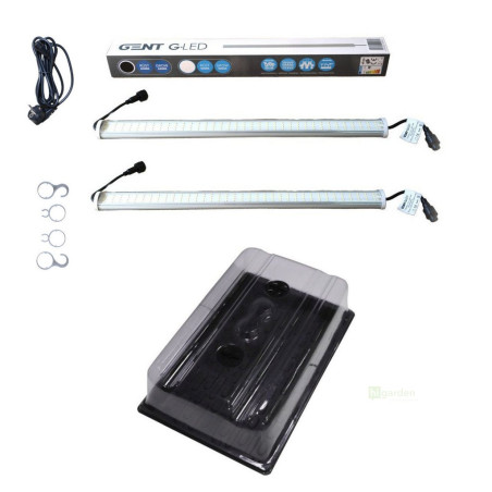GENT Set skleník + G-LED 26W x2 Linkable, 58x37.5x22 cm