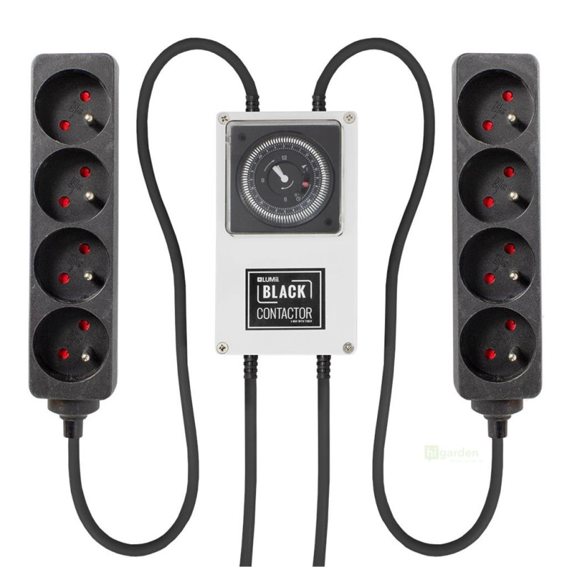 LUMii BLACK Contactor Timers - mechanické spínací hodiny (8 x 600W, 16A)